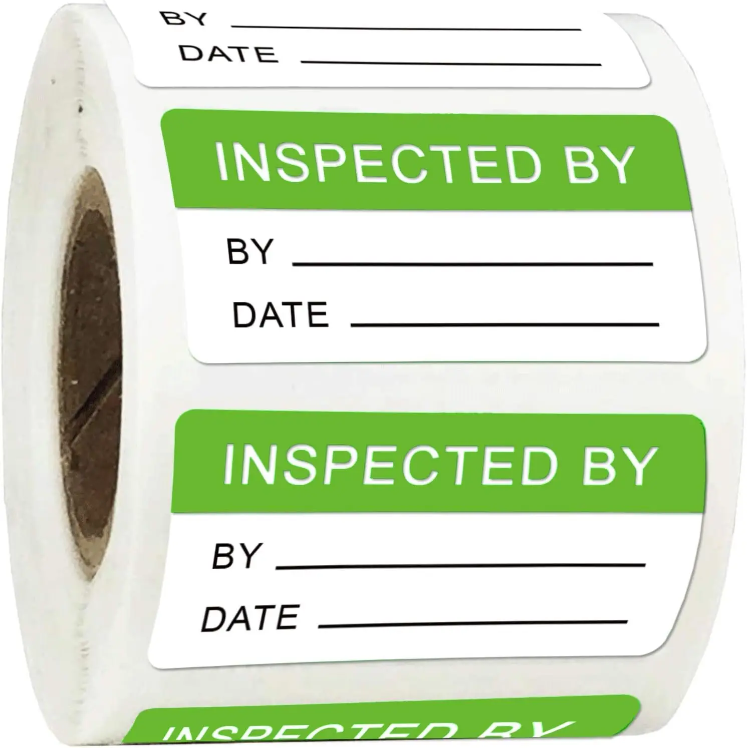 500Pcs Quality Control Inventory Labels 1x2Inch Inspected by Rectangle Stickers Fluorescent Green Stickers for Inventory Control