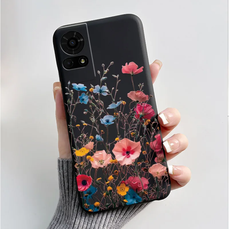 Luxury Butterfly Flowers Black Shockproof Soft Silicone Bumper Phone Case