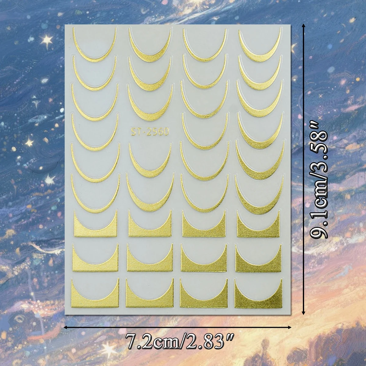 312장 3D 골드 실버 프렌치 팁 네일 스티커, DIY 매니큐어 디자인을 위한 메탈릭 곡선 라인 네일 아트 데칼