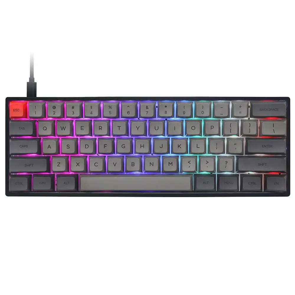 Kit de Teclado com Fio Personalizado Compatível com Bluetooth Modo Duplo Montagem Pcb Swappable 60 Rgb Gk61x Gk61xs - Imagem 3