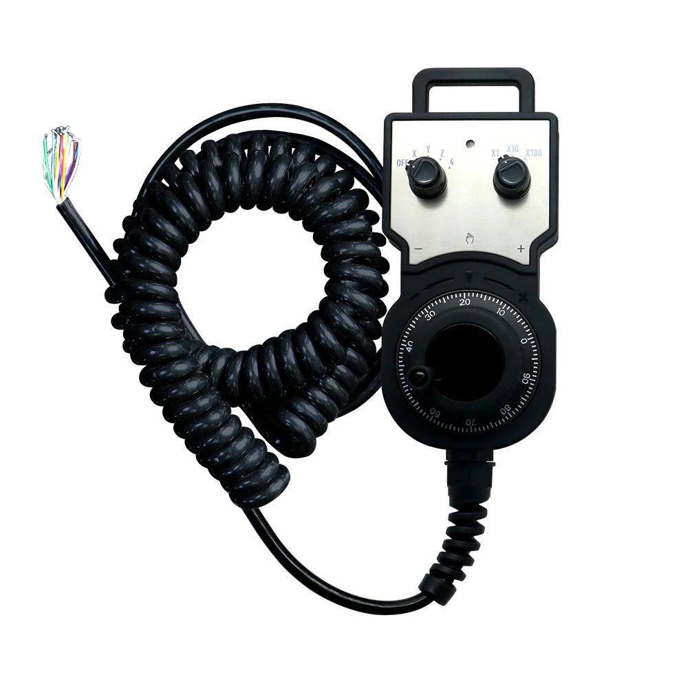 HLTNC 4/6 Axis MPG Handwheel 100PPR 5-24V Electronic Handheld Pulse Generator with Emergency Stop for CNC Router Machine Tool