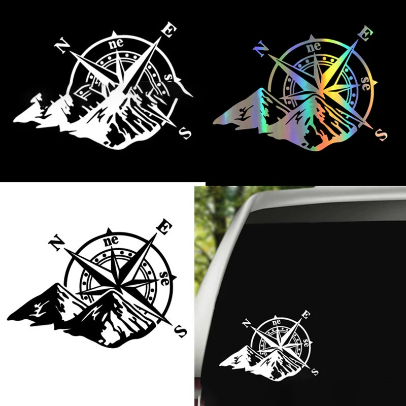 

4PCSCar Sticker Mountain Compass Fashion Laser Colorful Car Decal Auto Body Styling Decoration Sticker Rear Windshield