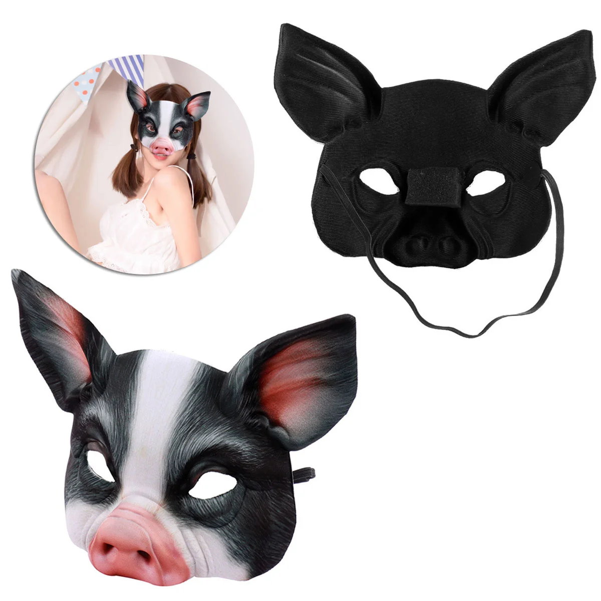 Halloween Costumes for Adults Animal Pig Mask Masquerade Ball Face Half