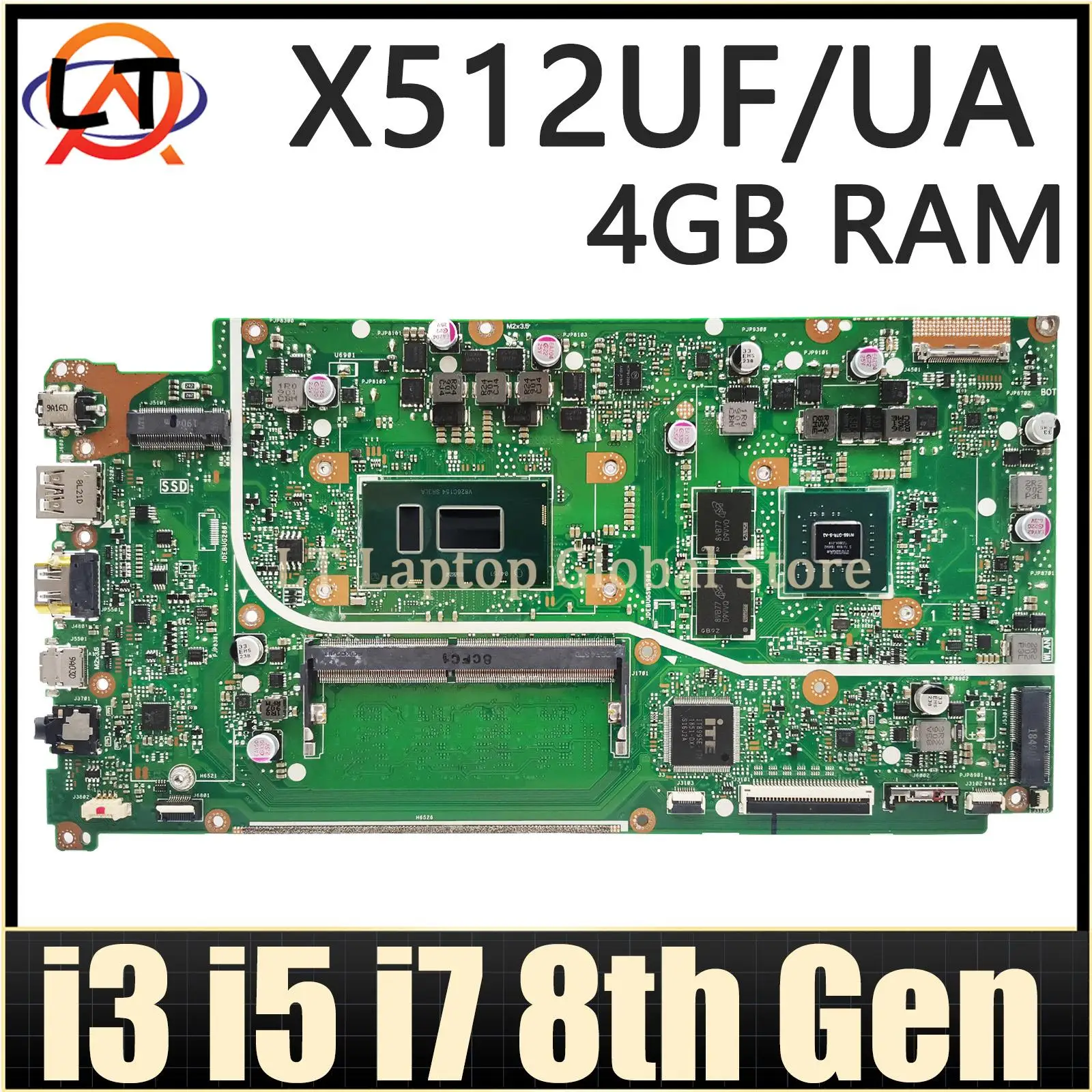 

Mainboard For ASUS X512U X512UA X512UB X512UF F512U A512U Y5100U V5000UA Laptop Motherboard 4417U i3 i5 i7 Gen 4GB-RAM