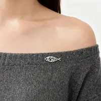 Teamer Jesus Fish Pin Brooch Stainless Steel For Women Man Christian Symbols Vintage Trendy Amulet Jewelry Vintage Accessory 2