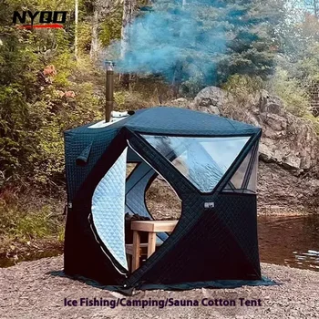 Outdoor 3-4 person 4 Season Camping Sauna Tent Thickened Automatic Winter Ice Fishing Tent Window/Chimney Hole Car Portable 1