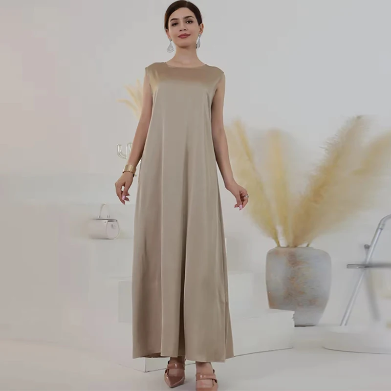 SleevelessAbayaInnerBlackWhiteDressMuslimUnderAbayaSlipDress