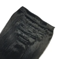 Extensions de cheveux brésiliens Remy à clips, cheveux lisses, couleur noire naturelle, 20 22 24 26 pouces, pour femmes 3