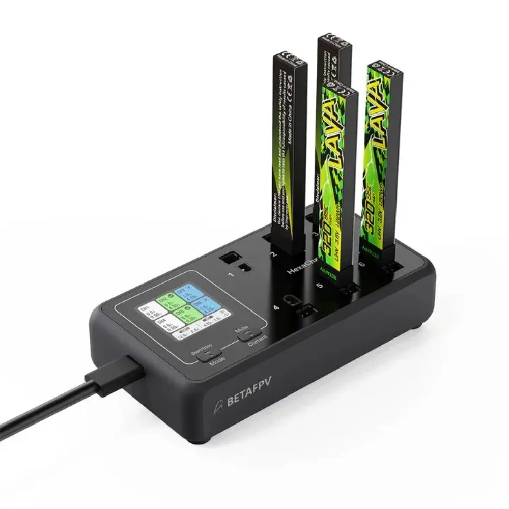 BETAFPV HexaCharger 1S 충전기 BT2.0/PH2.0 1S LiPo LiHV 배터리용 Tiny Whoop FPV 레이싱 드론