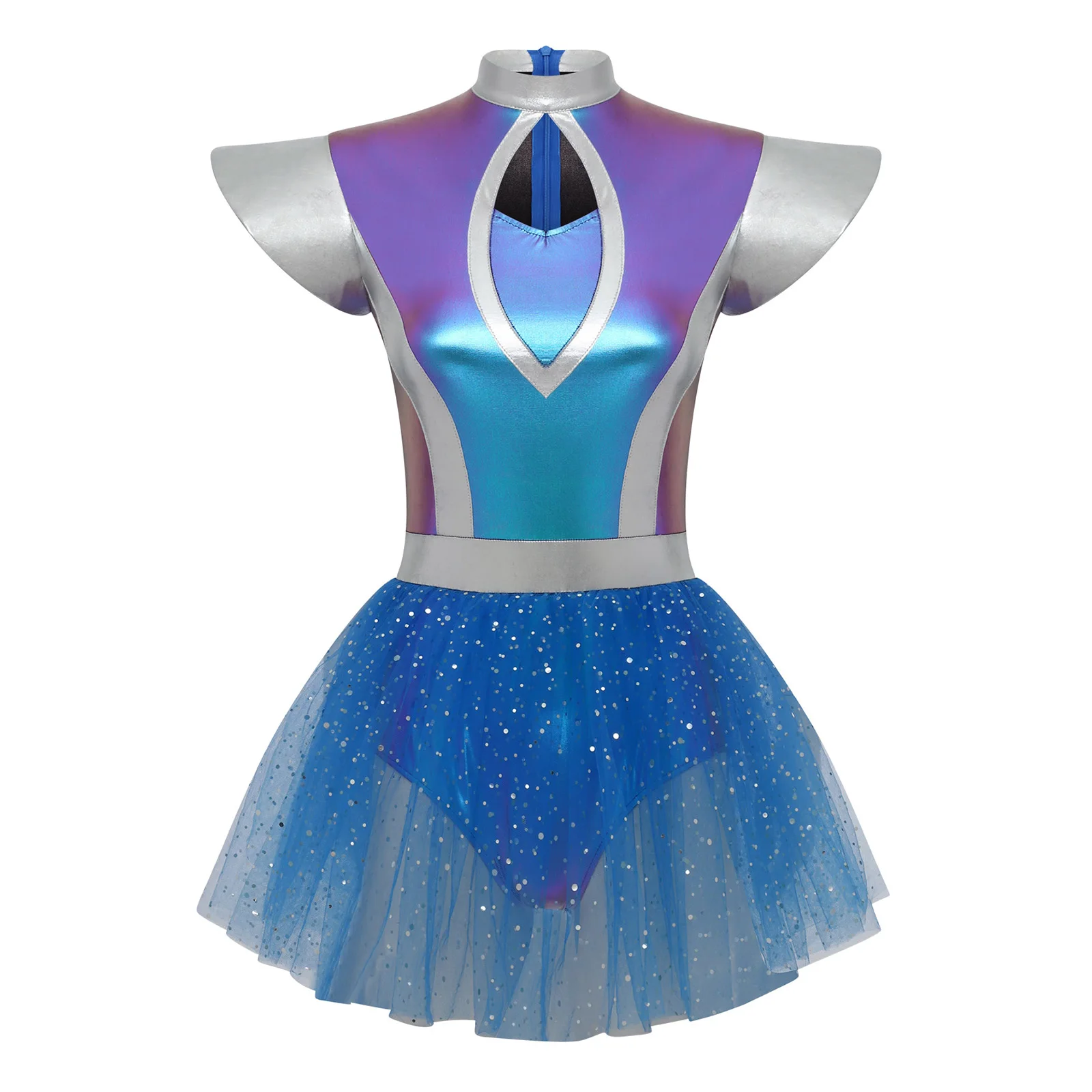 Halloween Alien Costume Dress for Women Fly Sleeve Hollow Out Design  Metallic Patchwork Tulle Hem Perfect for Space Themed Party - AliExpress  200000532