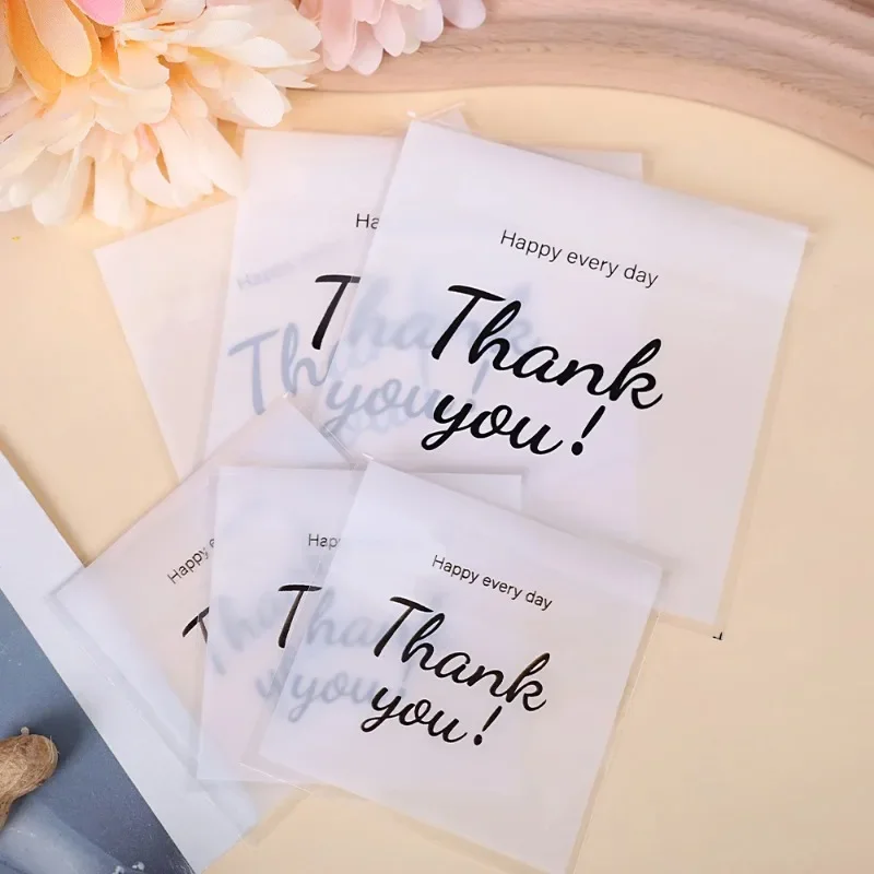 300/100Pcs Thank You Candy Bag Plastic Self-Adhesive Biscuit Snacks Chocolates Lollipop Baking Wedding Birthday Party Gift Bags 2