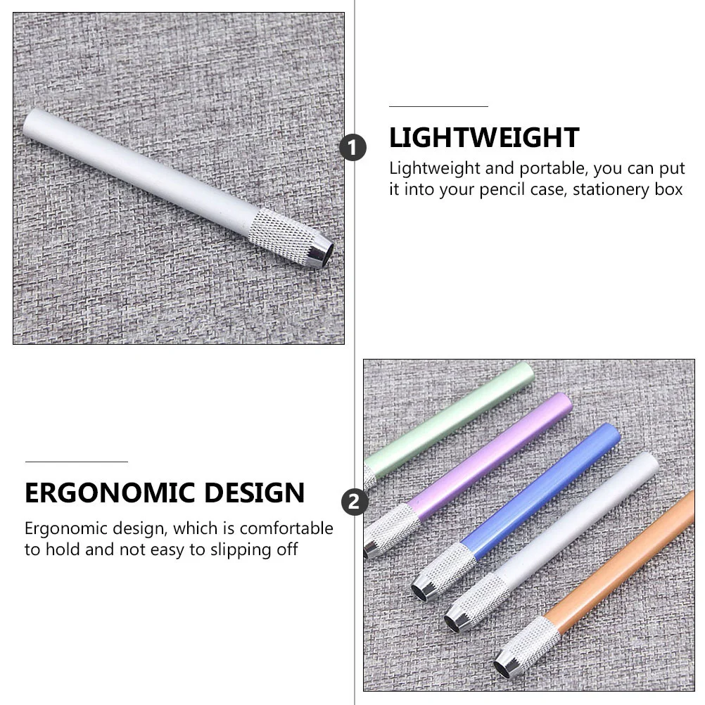 8 Pcs Pencil Extender Pencils Holder for Lengthen Tool Crayon Extension Home Office Supplies Stainless Steel Artist Sketch 3