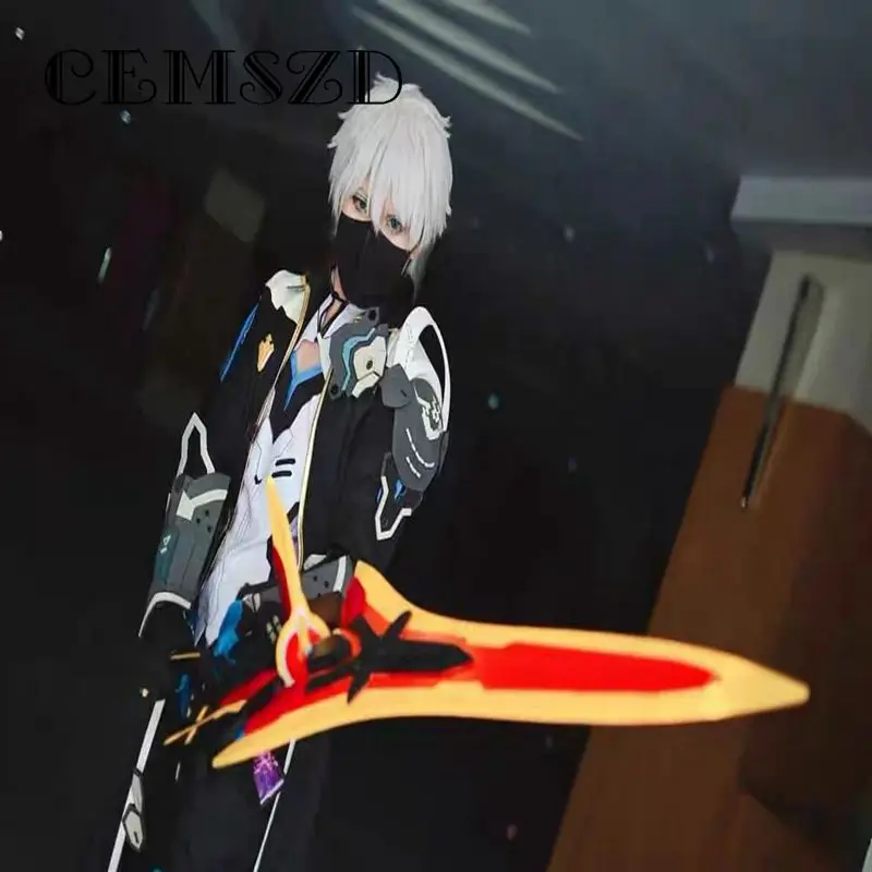 

Anime Cosplay Game Honkai Impact 3 Kevin Kaslana Costumes Halloween Man Cape Coat Pants Top Wig Shoes Adult Boots Cloak Gloves