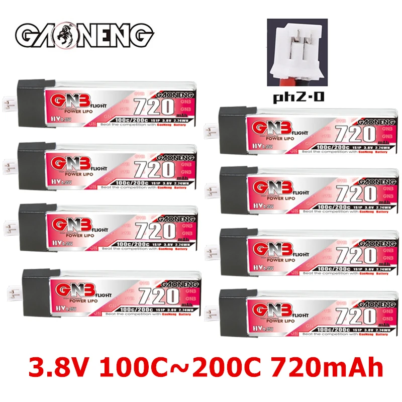 

Upgraded GNB 1S 3.8V 720mAh 100C/200C Lipo Battery TinyHawkSII For Crossing Aircraft Model UAV FPV Drone Parts