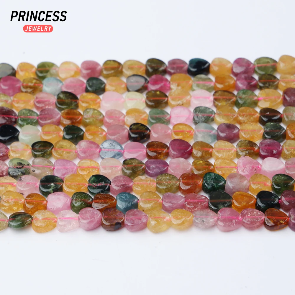 Clearance Natural Colorful Tourmaline 6mm Heart Beads Healing Crystal for Jewelry Making Bracelet DIY Accessories Wholessale 6