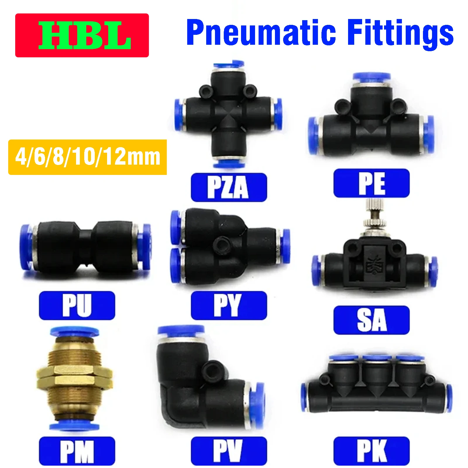 

PU PV PY PE PM PZA PK SA Pneumatic Fittings Air Push Fittings Plastic Hose Quick Couplings 4mm 6mm 8mm 10mm 12mmPipe Connectors