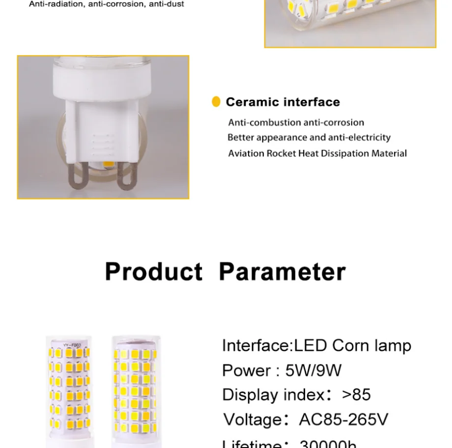 YzzKoo LED Bulb 3W 5W 7W G4 G9 E14 LED Lamp AC 220V LED Corn Bulb SMD2835 360 Beam Angle Replace Halogen Chandelier Lights