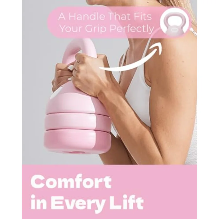 Pink Kettlebell 5-12lb & Gray Weights Set 1lb Bundle | Home Gym