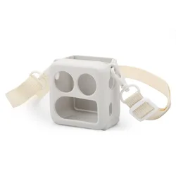 Durable Silicone Anti - Drop Protective Case with Shoulder Strap & Waterproof Organizer Bag (White)