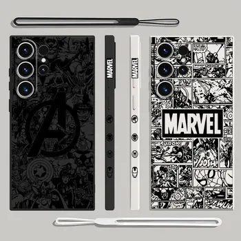 Capa Marvel superhero logo Square Liquid Cover Case for Samsung Galaxy S20 FE S22 Plus S21 S23 Ultra 5G S24 Ultra S24 Luxury