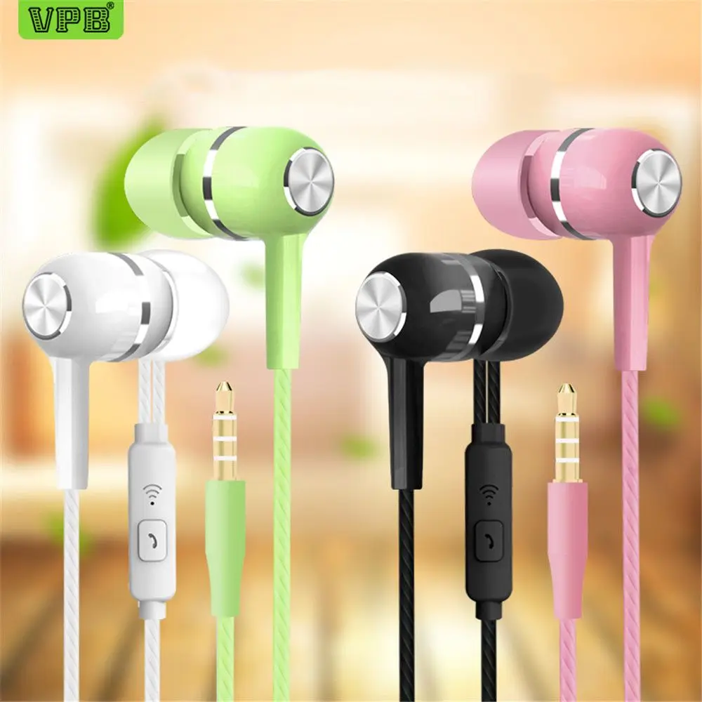 VPB S12 Sport Earphone wholesale Wired Super Bass 3.5mm Crack Colorful Headset Earbud with Microphone Hands Free for Samsung
