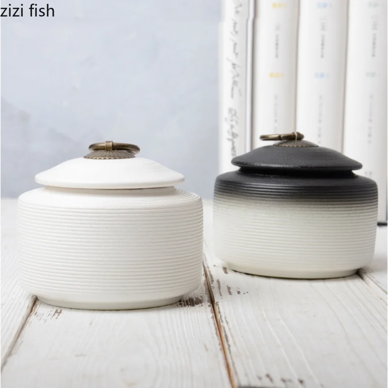 Vintage Stoneware Sealed Jar Storage Jar Ceramic Tea Can Tea Caddy Box Storage Box Container Organizer Tank
