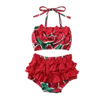 Newborn Baby Girl Two Piece Swimsuits Summer Watermelon Pineapple Printed Swimwear Beachwear Toddler Bikini Bathing Suit for 4