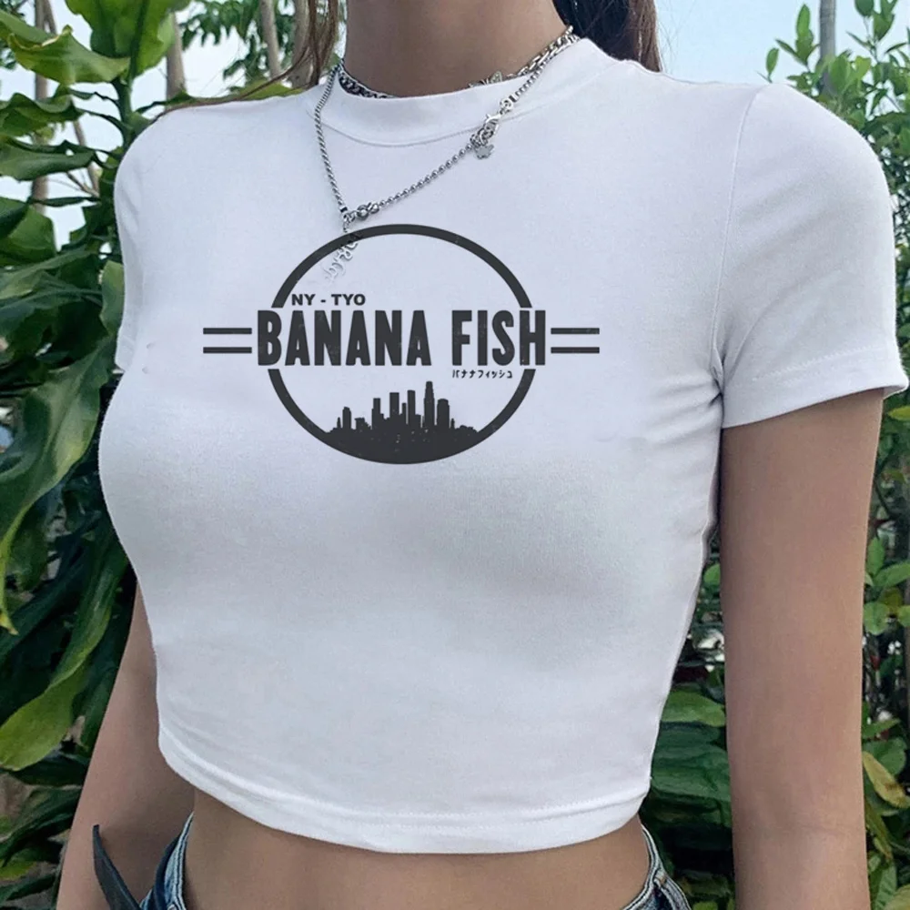 Banana Fish Fairycore Graphic Coreano Fashion Crop Top Donna Kawai Graphic Streetwear Kawaii Clothes