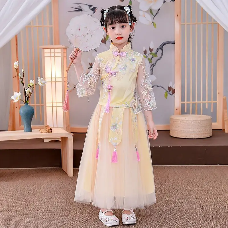 

New girls summer thin Hanfu Chinese style children Tang costume dress little girl princess dress Christmas dress 3-12T