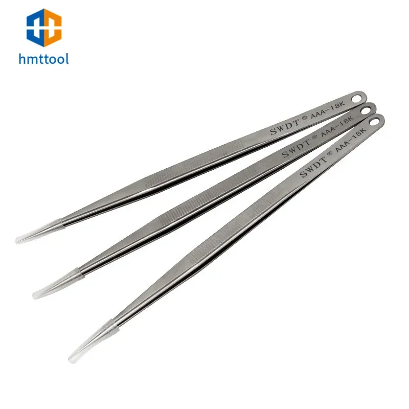 10pcs/lot 18CM AAA-18K Anti-Static Stainless Steel Precision Tweezers Electronic Pointed Straight Tweezer For Phone Repair Tools