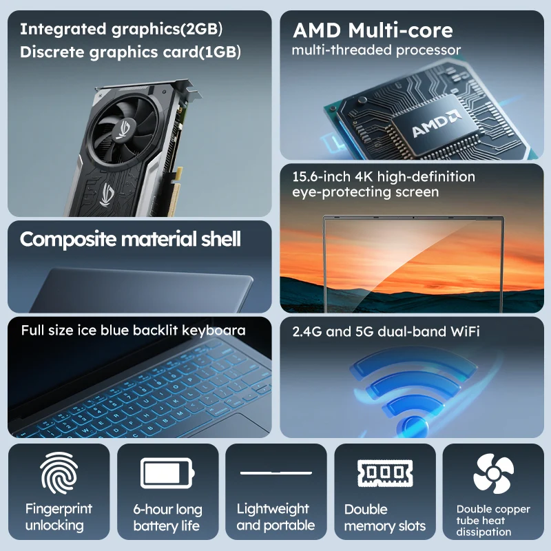 ORANGO 15.6" Gaming Laptop Windows 11 Pro AMD A4-7210U MX350 Discrete Graphics 16GB 512GB IPS Screen Notebook Computer  PC Gamer 2