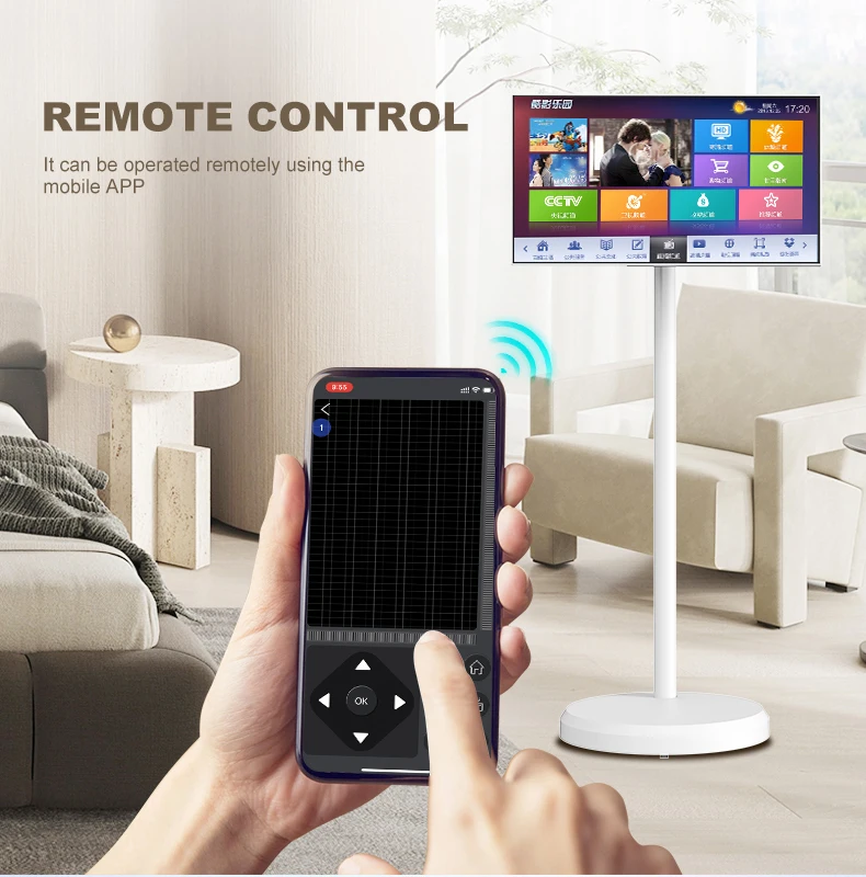 Factory Supply 21.5 Inch Battery Power Kitchen Display Android 12 Portable Tv Full Hd Touch Screen Smart Tv For Live Room
