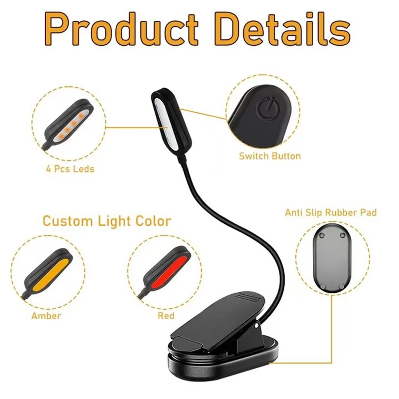 Amber Clip On Book Light 5