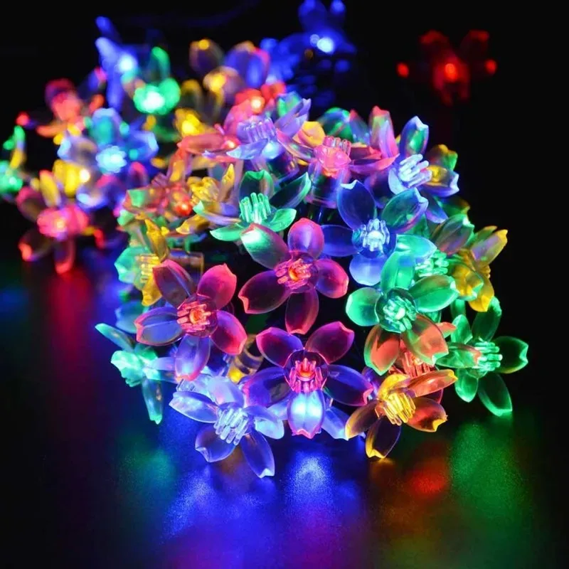 

Solar String Flower Lights Outdoor LED Fairy Light Wedding Holiday Lighting Decorations for Garden Fence Patio Yard Lawn Party