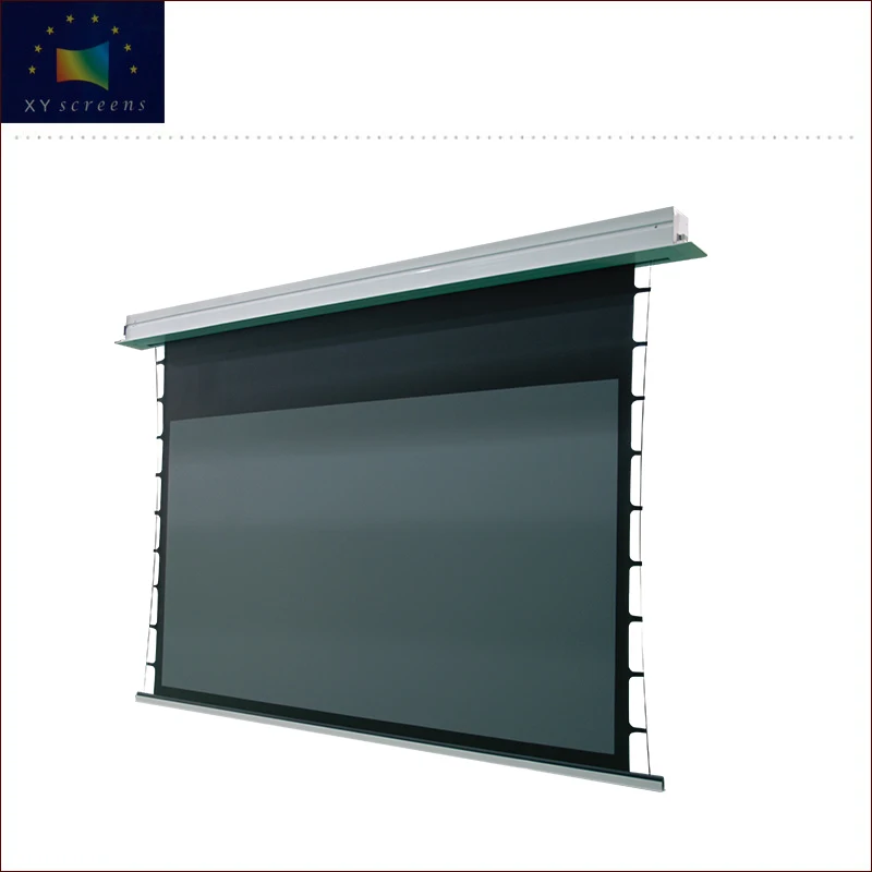 

XYSCREEN Top selling 120" 4K ALR ambient light rejecting In-ceiling Tab-tensioned Motorized Projection Screen
