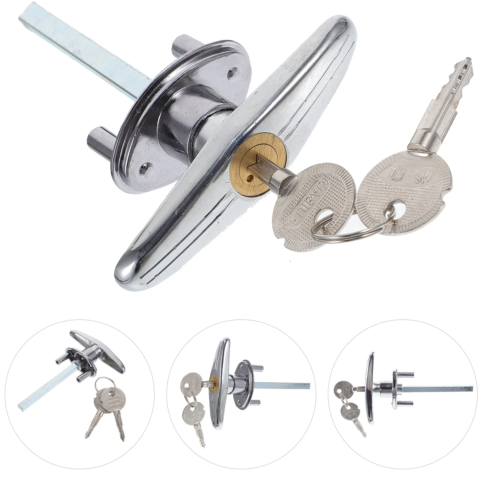

Flap Door Lock Universal Locking T-Handle Barn Through Garage Kit Replacement Hardware with Key T-Handles