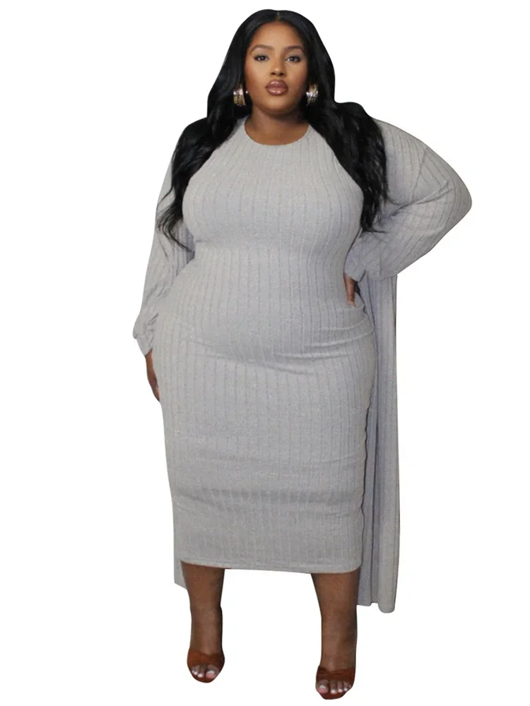 Wmstar Plus Size Dress Sets 2 Piece Outfits  Maxi Dresses Out Wear Coat Cloak Sexy Matching Suit Fall Wholesale Dropshipping