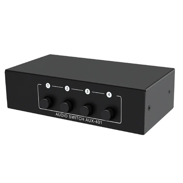 Communiateur Audio 4 En 1 - Commutateur 3,5 Mm Aux + RCA L/R - Boîte De Sélection Audio Vidéo Pour Casque, Phono, Haut-parleur