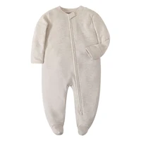 Newborn Baby Footed Sleepwear, Cotton, White, Soft, Zipper, One Piece Pajamas, Newborn Clothing, 0-12 Months 4