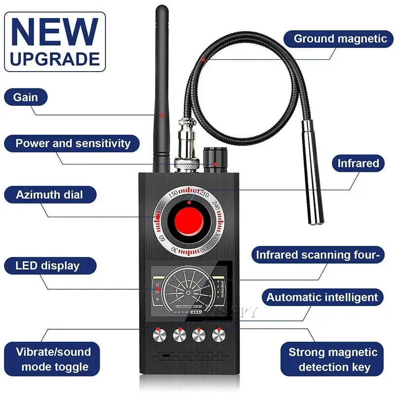 Hidden Camera Detector Professional Anti Spy Camera Detector K68 Bug Scanner Security Protection RF Signal Cam Car GPS Tracker Finder