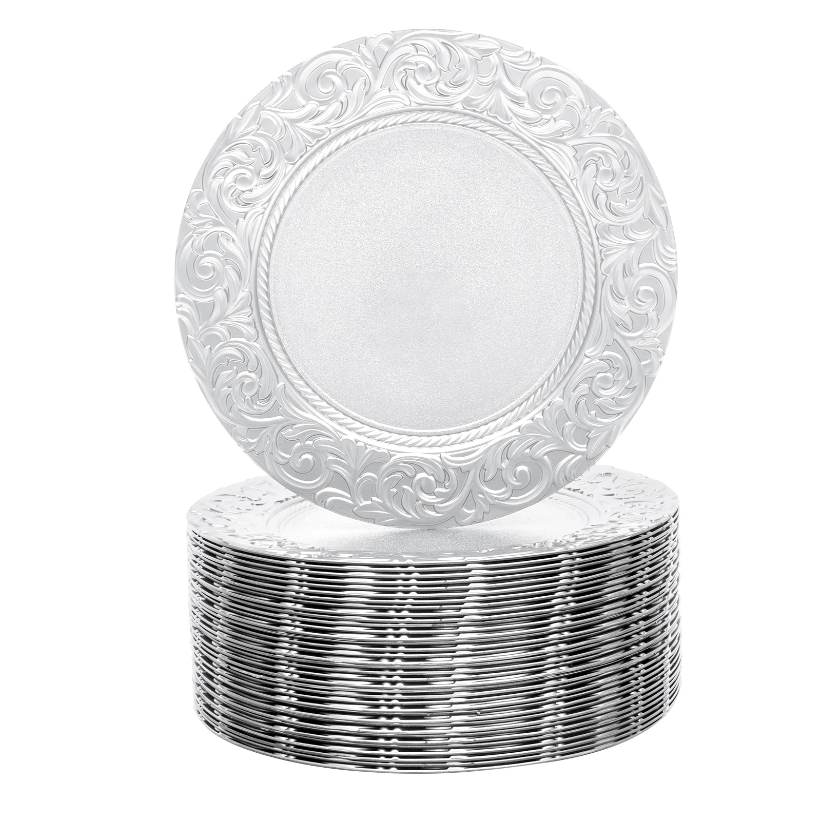 100 Stück Westliche Dessertteller Gold/Silber Runde Platzteller Wiederverwendbare Servierteller für Geburtstagsfeiern, Hochzeiten – Detail 14