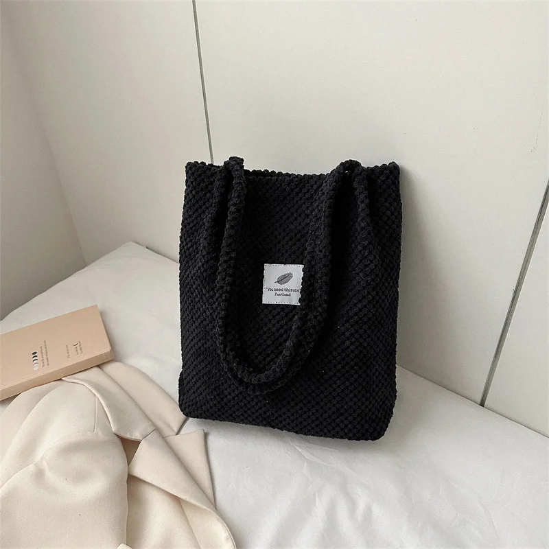 Arts Shoulder Bags for Women Canvas Bucket Handbags Corduroy Fashion Casual Solid Color Bags canvas bags canvas bag