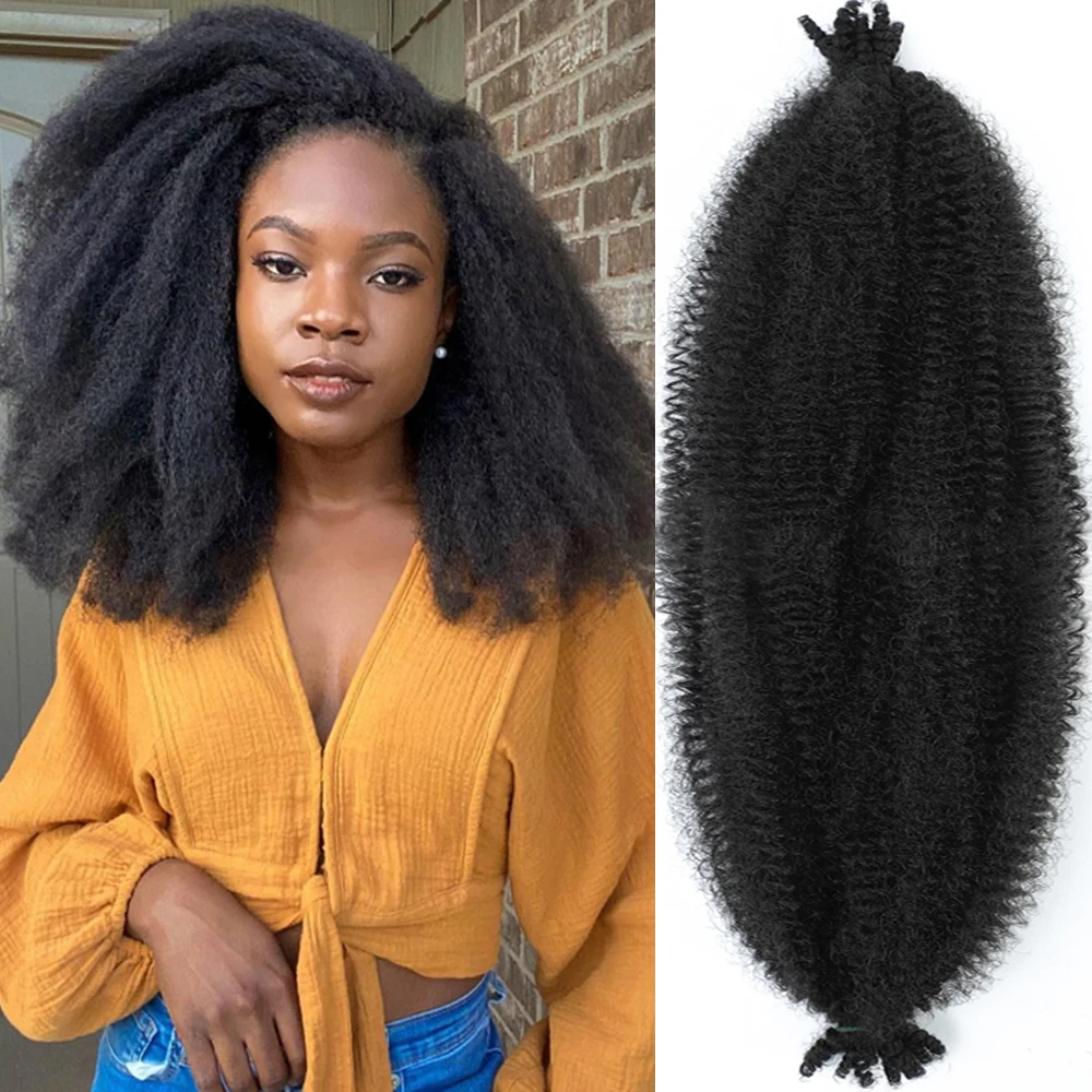 Springy Afro Twist Hair Marley Afro Kinky Twist Braiding Hair for Distressed Faux Locs Heat-Resistant Fibers pelo para trenzas 1