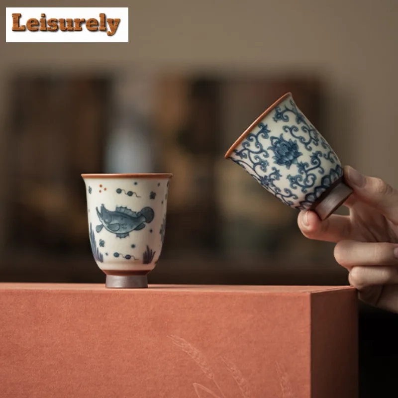 Antique Ru Kiln Teacup Boutique Tea Bowl Water Jug Tea-tasting Smelling Cup Jianzhan Master Cups Household Tea Item Gift Box Set