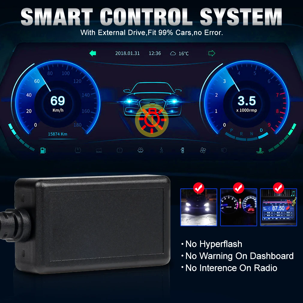 XSTORM H7 LED 헤드라이트 전구 H1 9005 9006 H11 LED 라이트 캔버스 노 에러 200W 60000LM 터보 램프 자동차 헤드라이트 6000K 12V