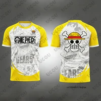Maillot de football imprimé One Piece Anime Luffy Gear 5 pour hommes, T-shirt de Cosplay décontracté à séchage rapide, hauts de sport pour enfants/adultes, nouvelle collection d'été 5