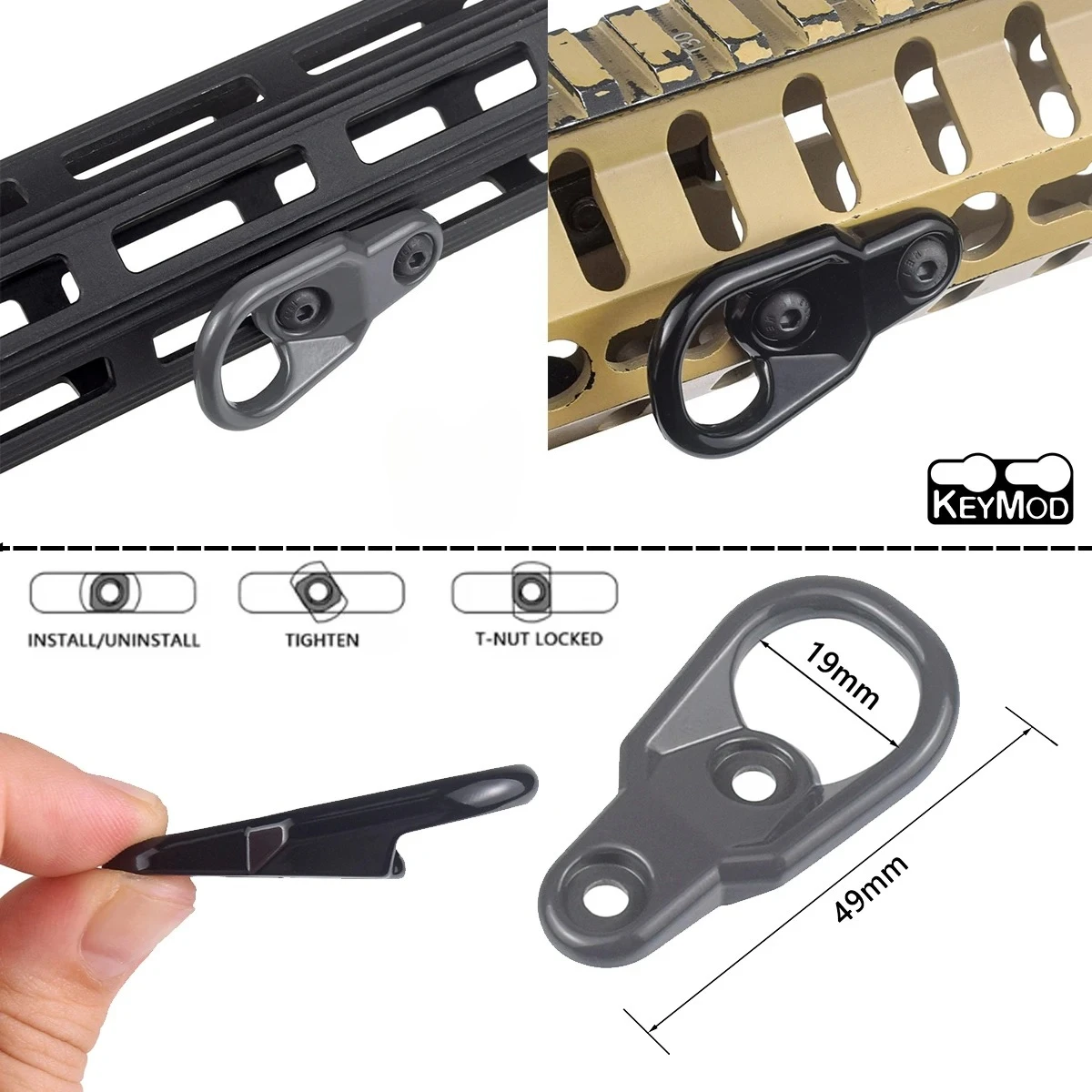 Tactical Quick-Detach Sling Mount Adapter for Hunting and Airsoft Rifles