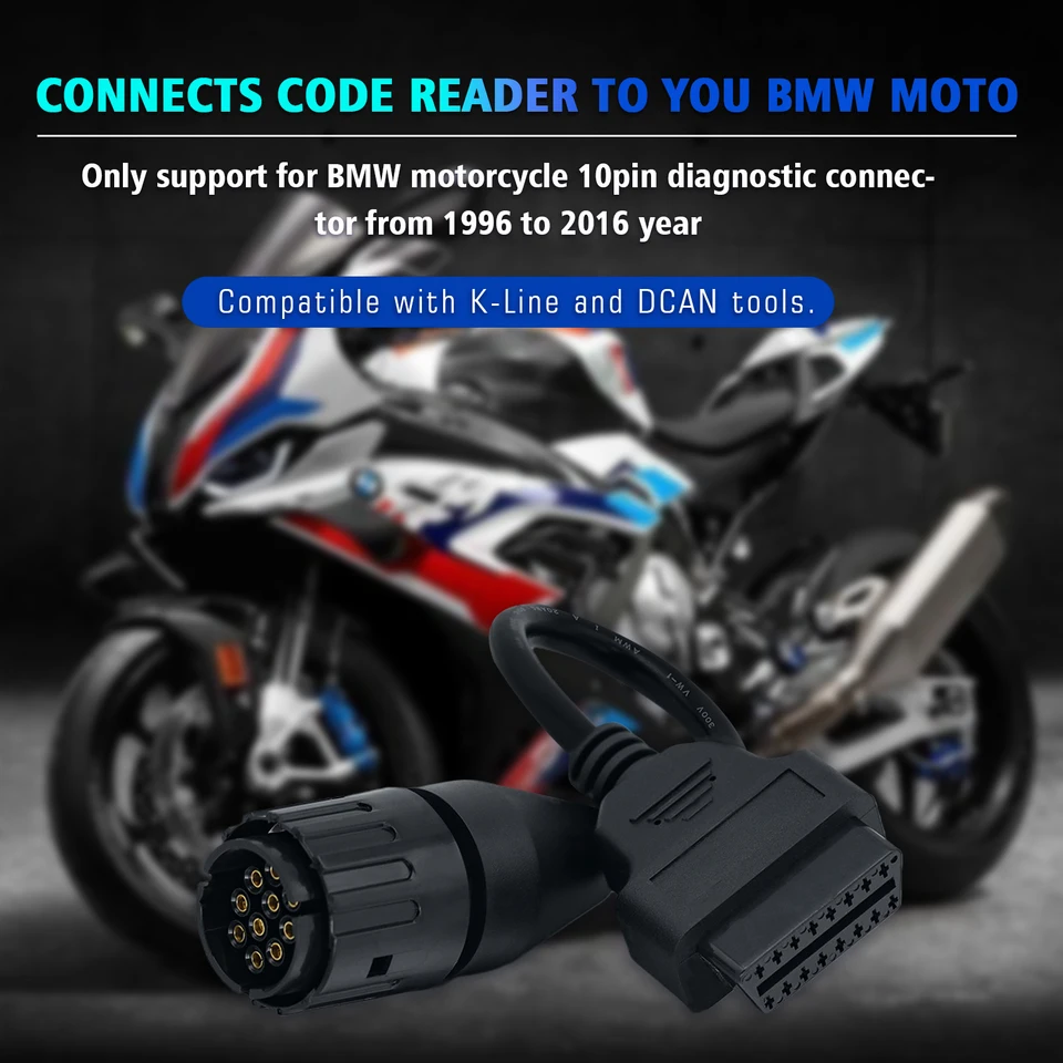 Adapter For BMW Motorcycles 10PIN ICOM-D OBD2 Diagnostic Connector