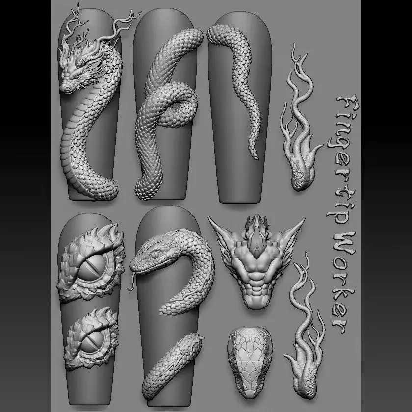 1Pc Snake Rose Skeleton Vintage Bow Flower Window 3D Acrylic Mold Nail Art Decorations  DIY Silicone Nail Templates Nail Mold 6