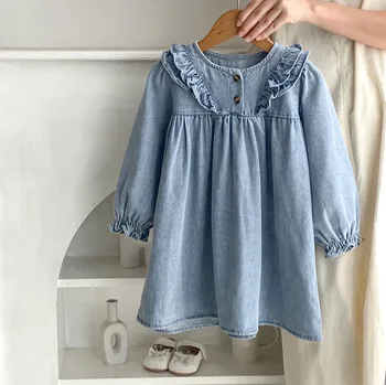 Girls Lace Denim Dress 1